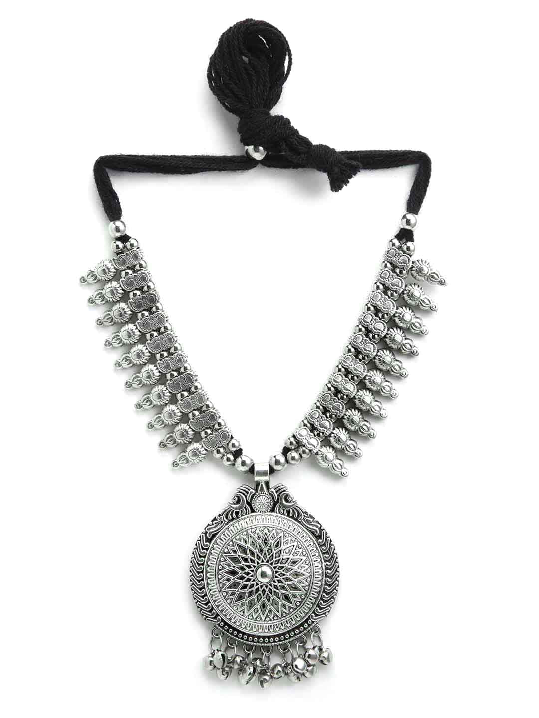 Silver-Toned German Silver Oxidised Necklace