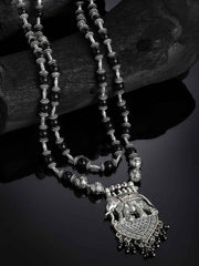 Women Silver & Black-Toned Oxidized Elephant Shaped Necklace