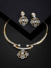 Women Gold-Plated & White CZ Stone-Studded Jewellery Set