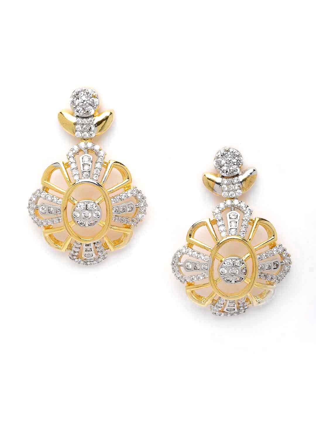 Women Gold-Plated & White CZ Stone-Studded Jewellery Set