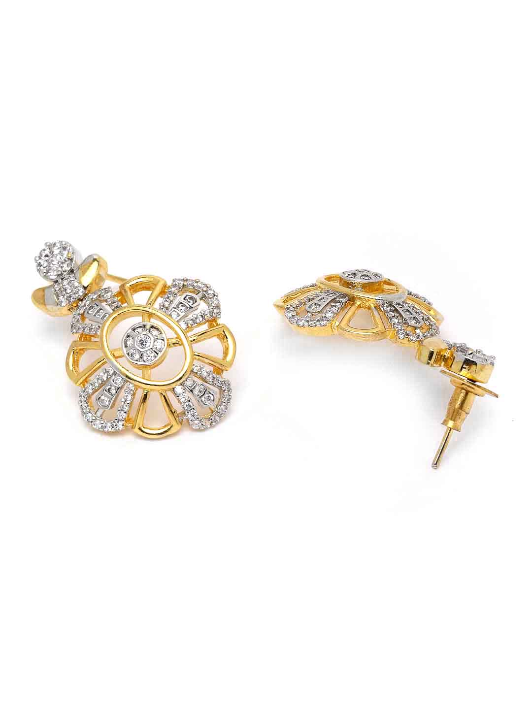 Women Gold-Plated & White CZ Stone-Studded Jewellery Set