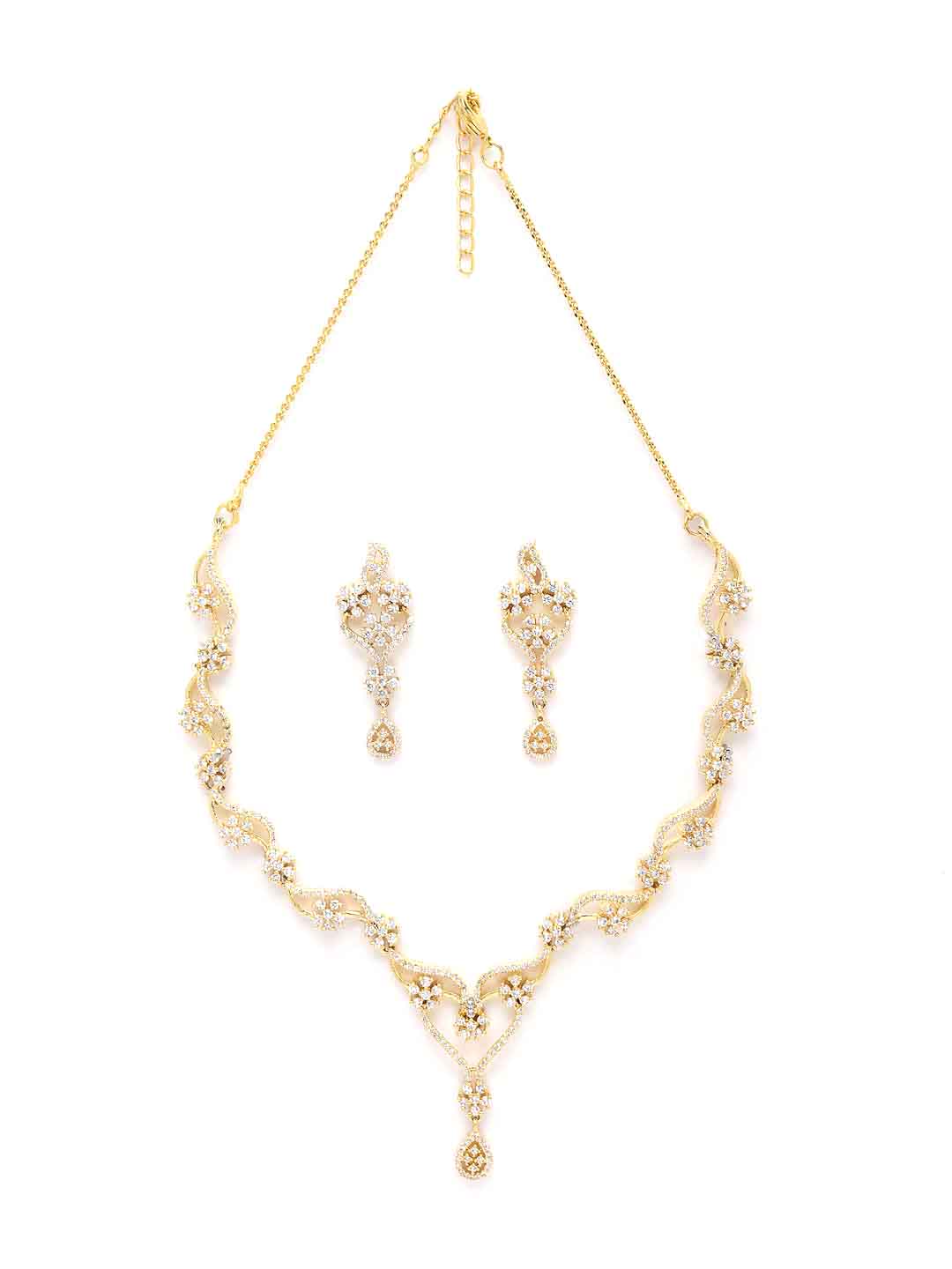 Women Gold-Plated & White AD-Studded Jewellery Set