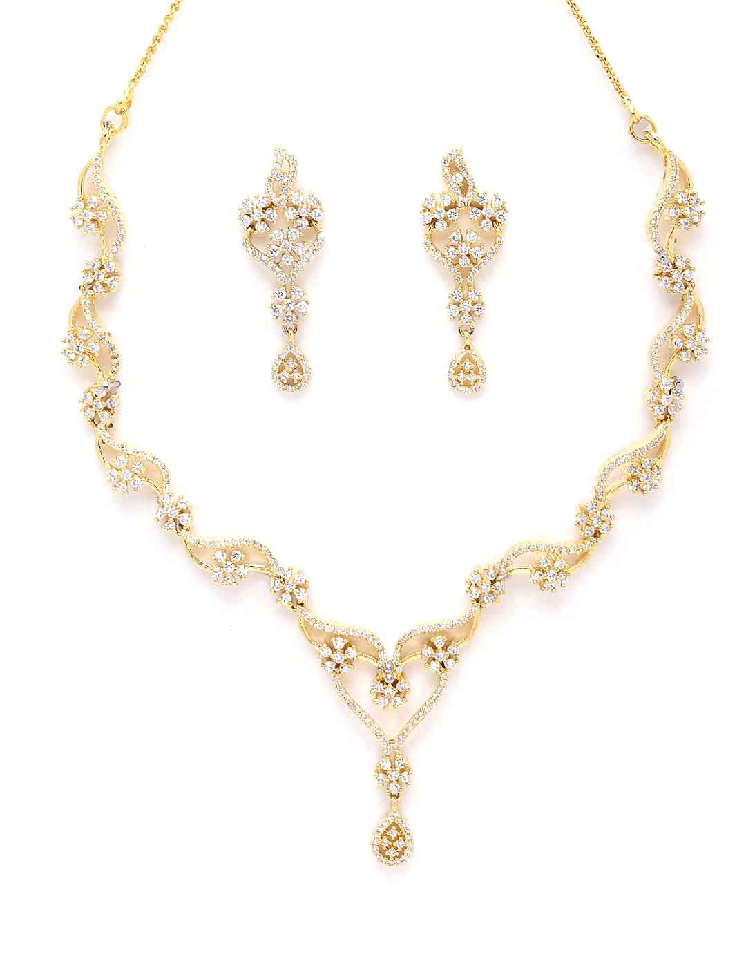 Women Gold-Plated & White AD-Studded Jewellery Set