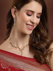 Women Gold-Plated & White AD-Studded Jewellery Set