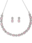 Women Rhodium-Plated Silver-Toned & Pink AD Studded Jewellery Set