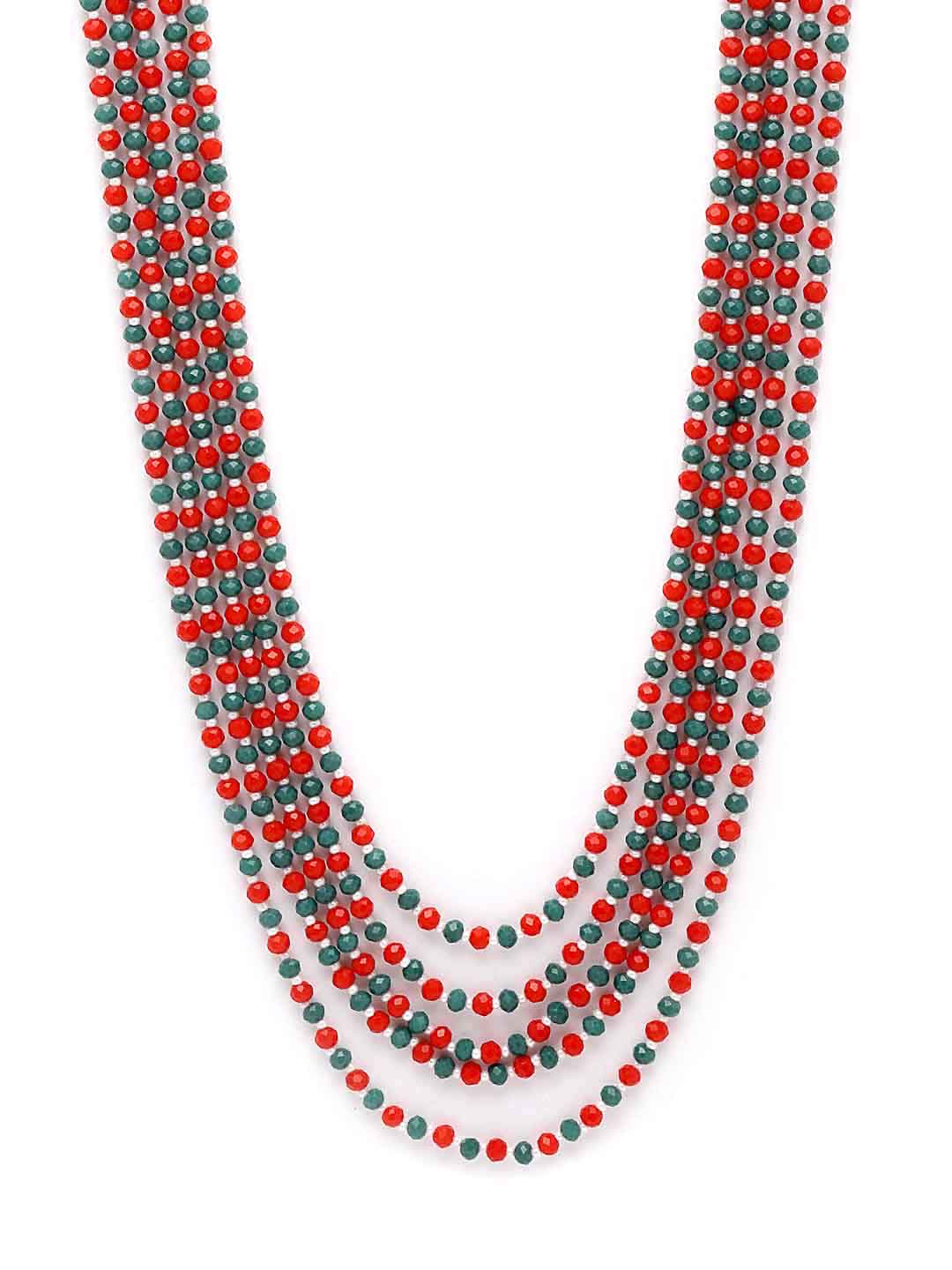 Red & Green Gold-Plated Necklace