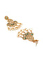 Gold-Plated Green Stone-Studded & White Pearl-Beaded Jewellery Set