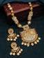 Gold-Plated Red & White Kundan-Studded & Pearl Beaded Handcrafted Jewellery Set