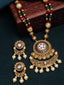 Gold-Plated White & Red Pearl Studded & Beaded Handcrafted Jewellery Set