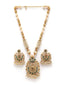 Gold- Plated Green Stone Studded & Beaded Jewellery Set