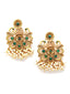 Gold- Plated Green Stone Studded & Beaded Jewellery Set