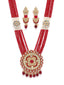 Gold-Plated & Red Stone beaded Jewellery Set