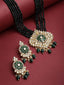 Gold-Plated Green Kundan-Studded & Pearl Beaded Jewellery Set