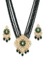 Gold-Plated Green Kundan-Studded & Pearl Beaded Jewellery Set