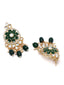 Gold-Plated Green Kundan-Studded & Pearl Beaded Jewellery Set