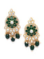 Gold-Plated Green Kundan-Studded & Pearl Beaded Jewellery Set