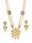 Gold-Plated White Stone-Studded & Pearl Beaded Jewellery Set