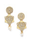 Gold-Plated White Stone-Studded & Pearl Beaded Jewellery Set