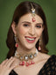 Gold-Plated White & Pink Kundan Studded & Beaded Handcrafted Jewellery Set