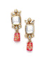 Gold-Plated White & Pink Kundan Studded & Beaded Handcrafted Jewellery Set