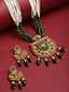 Gold-Plated Green & White Stone-Studded & Pearl-Beaded Jewellery Set