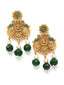 Gold-Plated Green & White Stone-Studded & Pearl-Beaded Jewellery Set