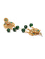 Gold-Plated Green & White Stone-Studded & Pearl-Beaded Jewellery Set