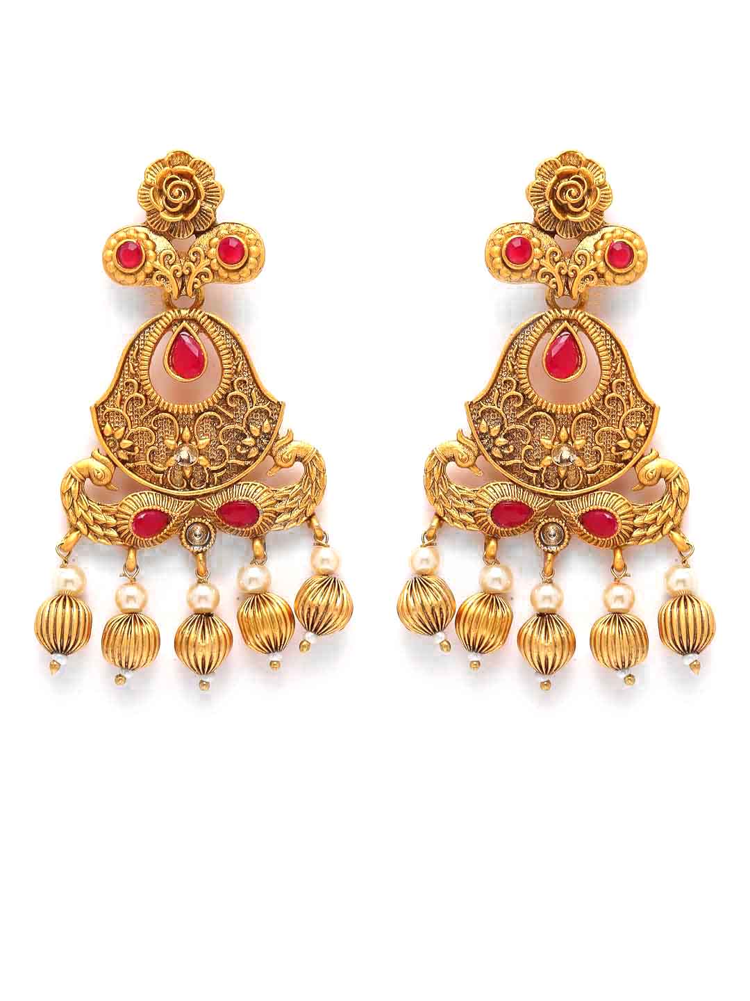 Gold-Plated Artificial Stone Studded Jewellery Set