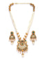 Gold-Plated White Kundan-Studded & Beaded Handcrafted Jewellery Set