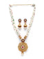 Gold-Plated Red & Green Stone-Studded Handcrafted Beads Jewellery Set