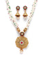 Gold-Plated Red & Green Stone-Studded Handcrafted Beads Jewellery Set