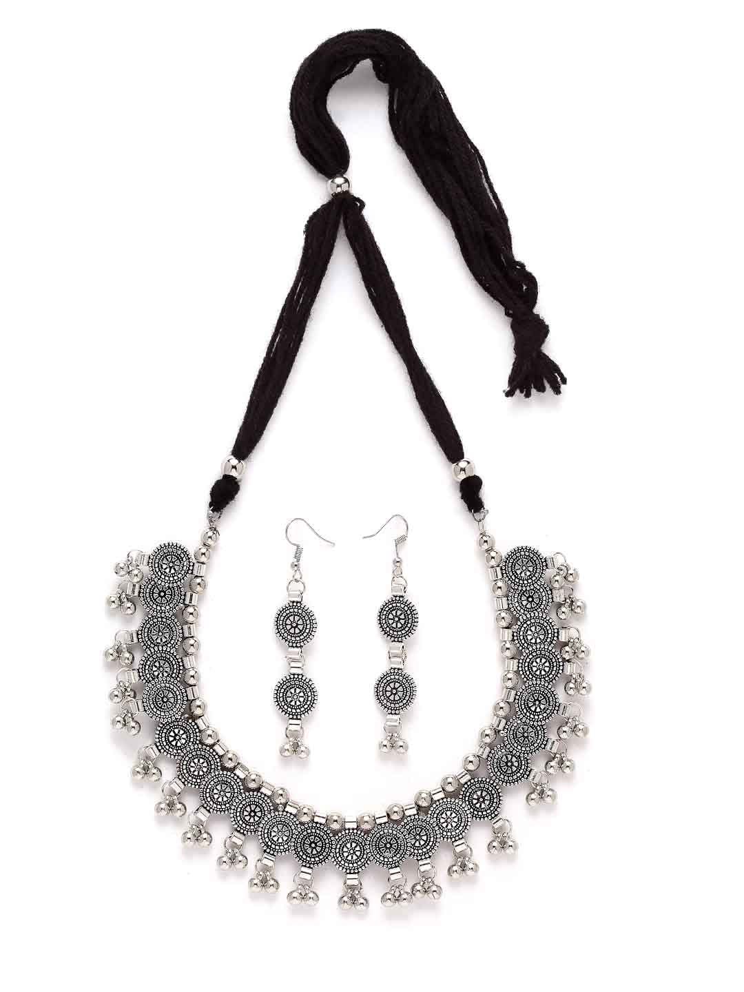 Silver -Toned Oxidised Jewellery Set