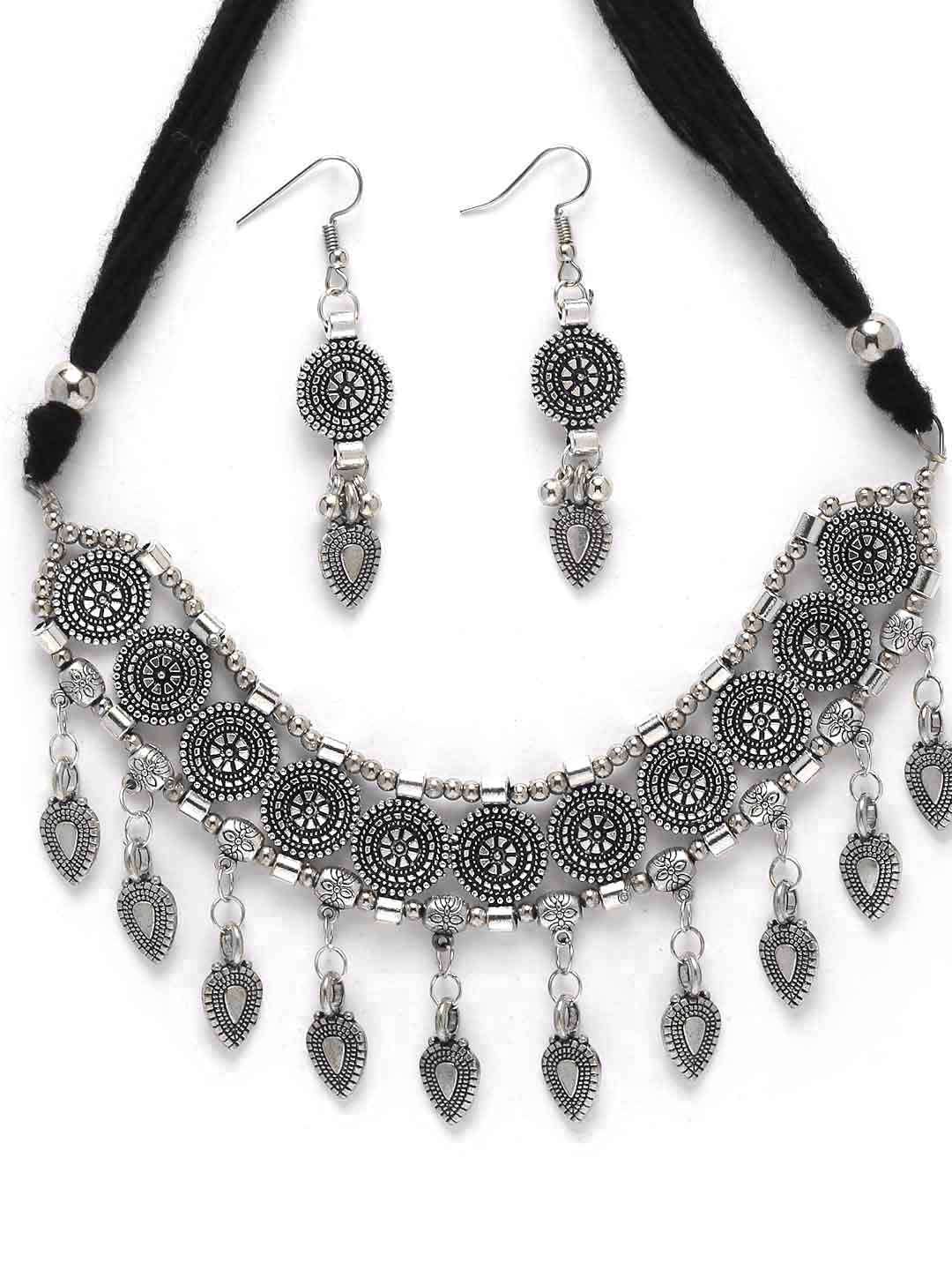 Oxidised Silver-Toned Jewellery Set