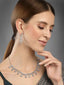 Rhodium-Plated Silver Toned & White AD- Studded & Beaded Jewellery Set