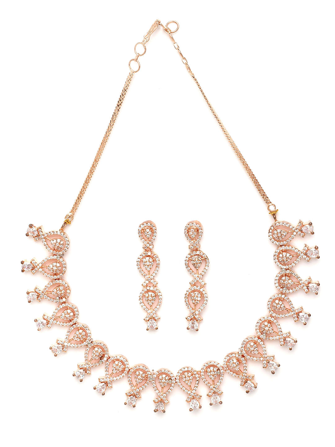 Gold-Plated Cubic Zirconia Stone-Studded Jewellery Set