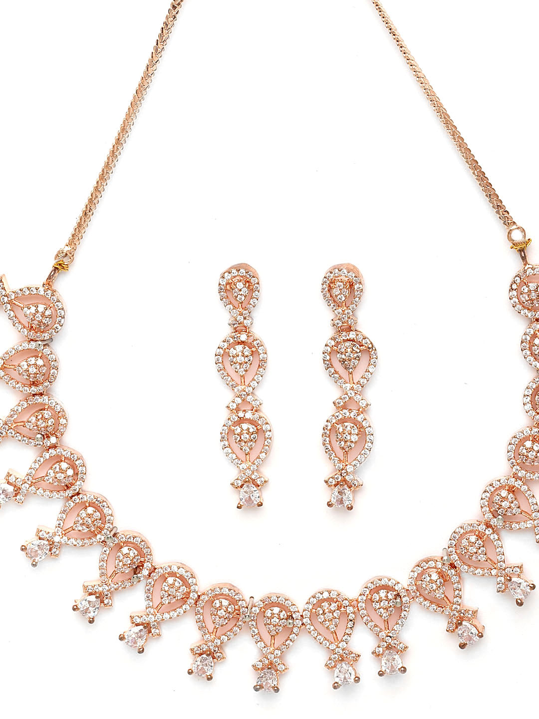 Gold-Plated Cubic Zirconia Stone-Studded Jewellery Set