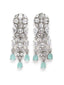 Rhodium-Plated White and Sea Green AD-Studded Handcrafted Jewellery Set