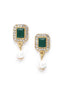 Gold-Plated Green Stone-Studded & Beaded Jewellery Set