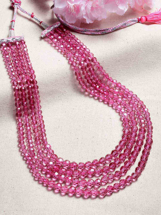 Pink Beaded Layered Necklace