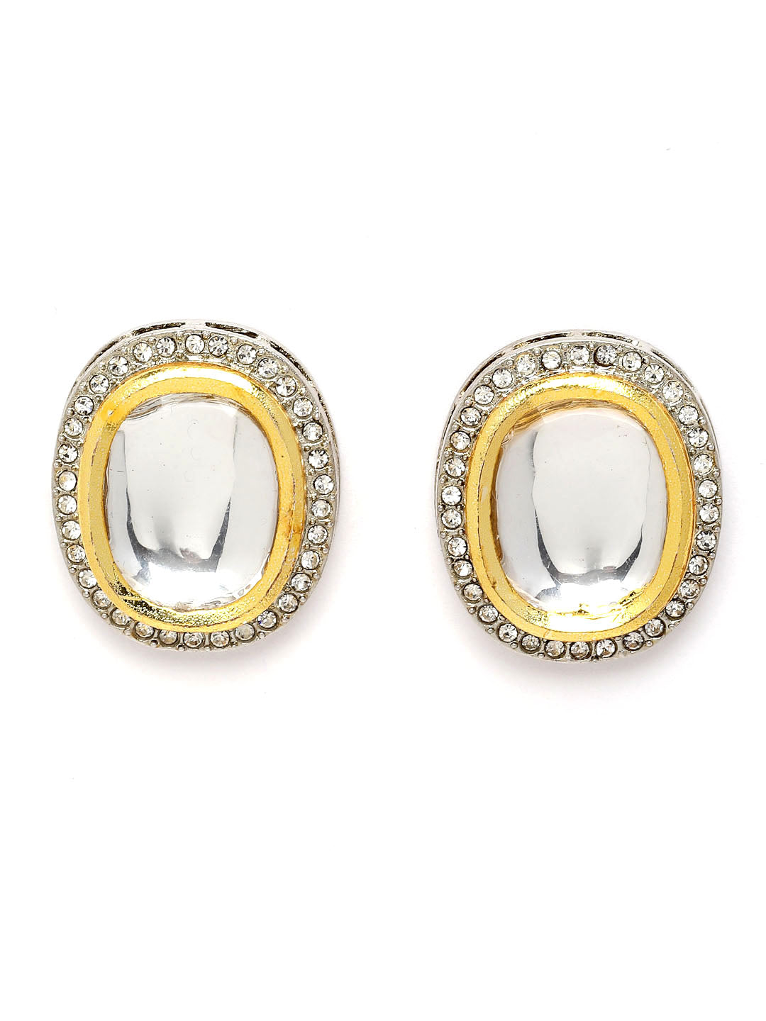 Gold-Plated White Kundan Stone-Studded Jewellery Set