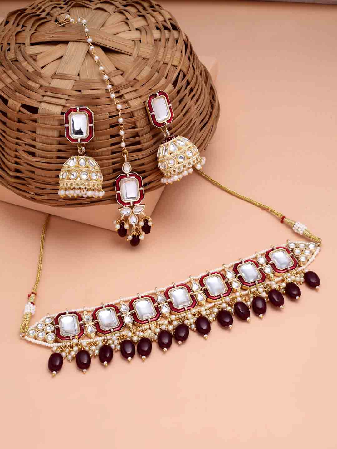 Gold-Plated Kundan & Pearl Jewellery Set