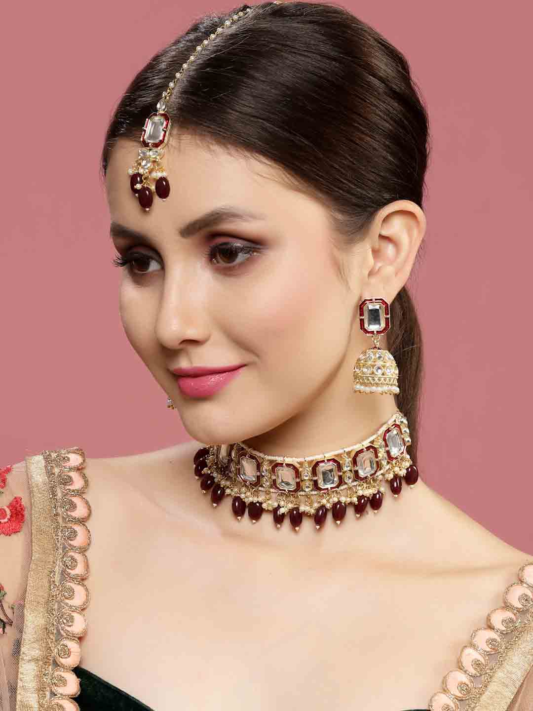 Gold-Plated Kundan & Pearl Jewellery Set