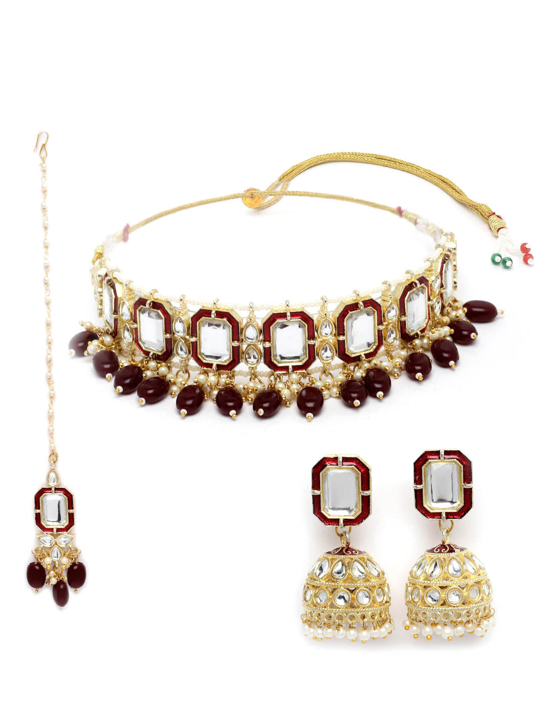 Gold-Plated Kundan & Pearl Jewellery Set