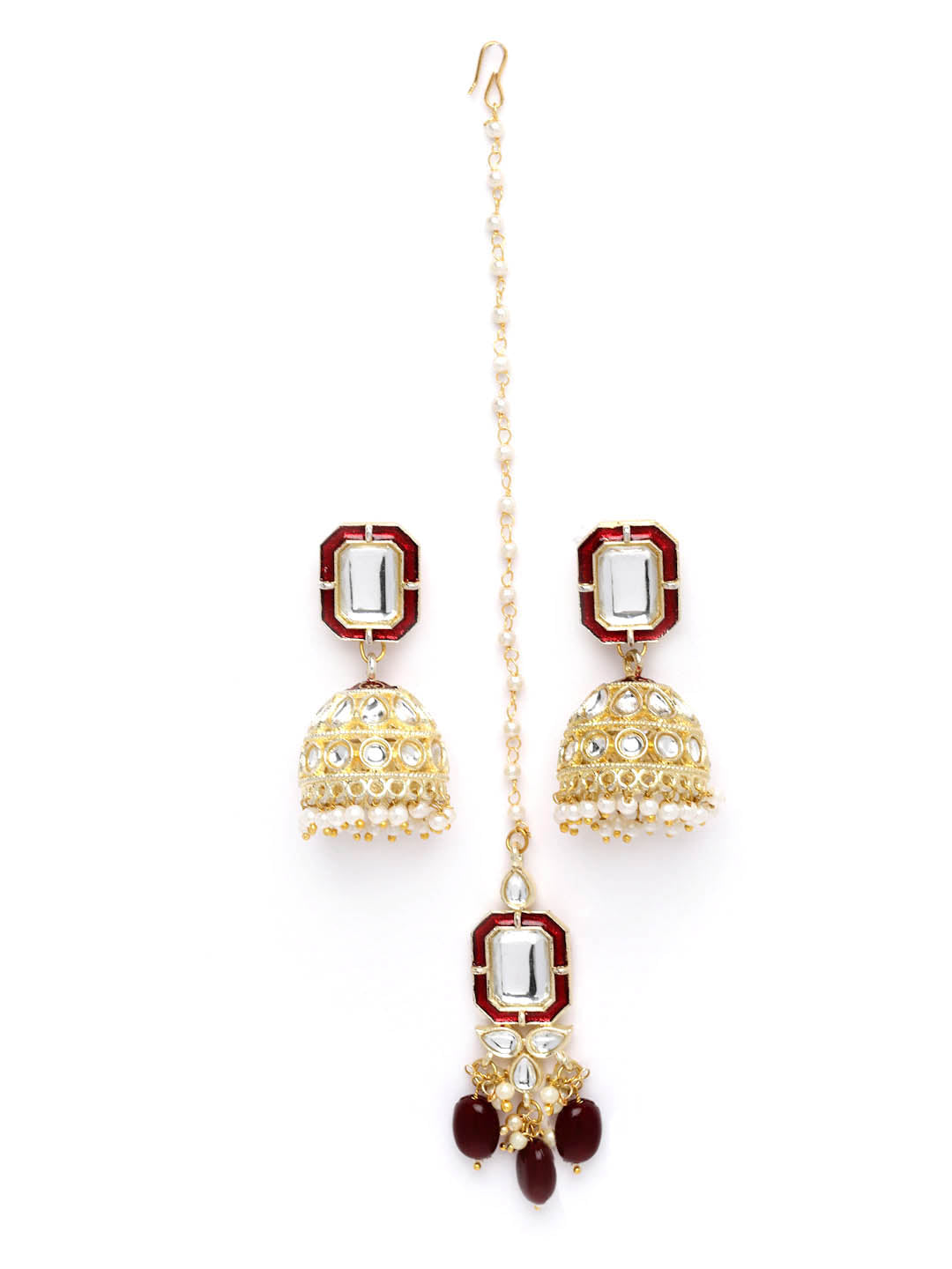 Gold-Plated Kundan & Pearl Jewellery Set