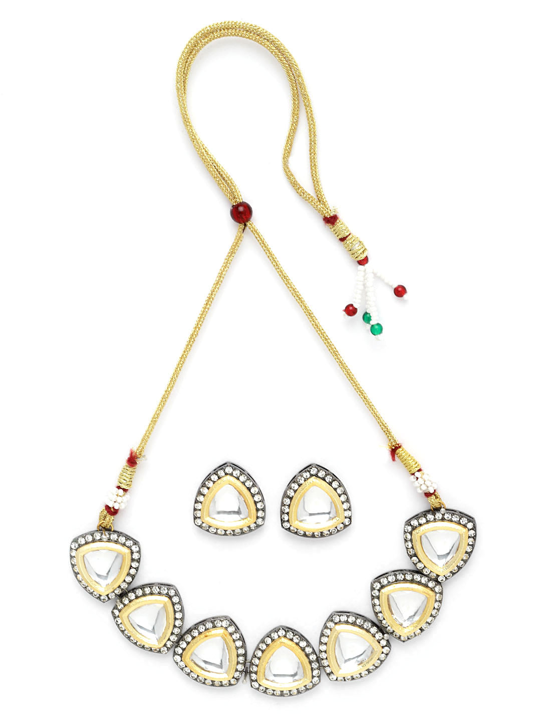 Gold-Plated White Kundan Studded Jewellery Set