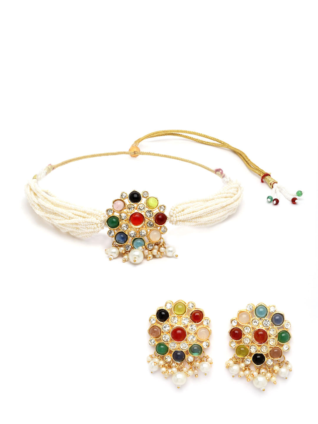 Gold-Plated Stone Studded Choker Jewellery Set