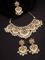 Gold-Plated Gold Kundan & Pearl Jewellery Set