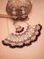 Gold-Plated Red Kundan & Pearl-Studded Meenakari Choker Jewellery Set