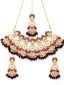 Gold-Plated Red Kundan & Pearl-Studded Meenakari Choker Jewellery Set