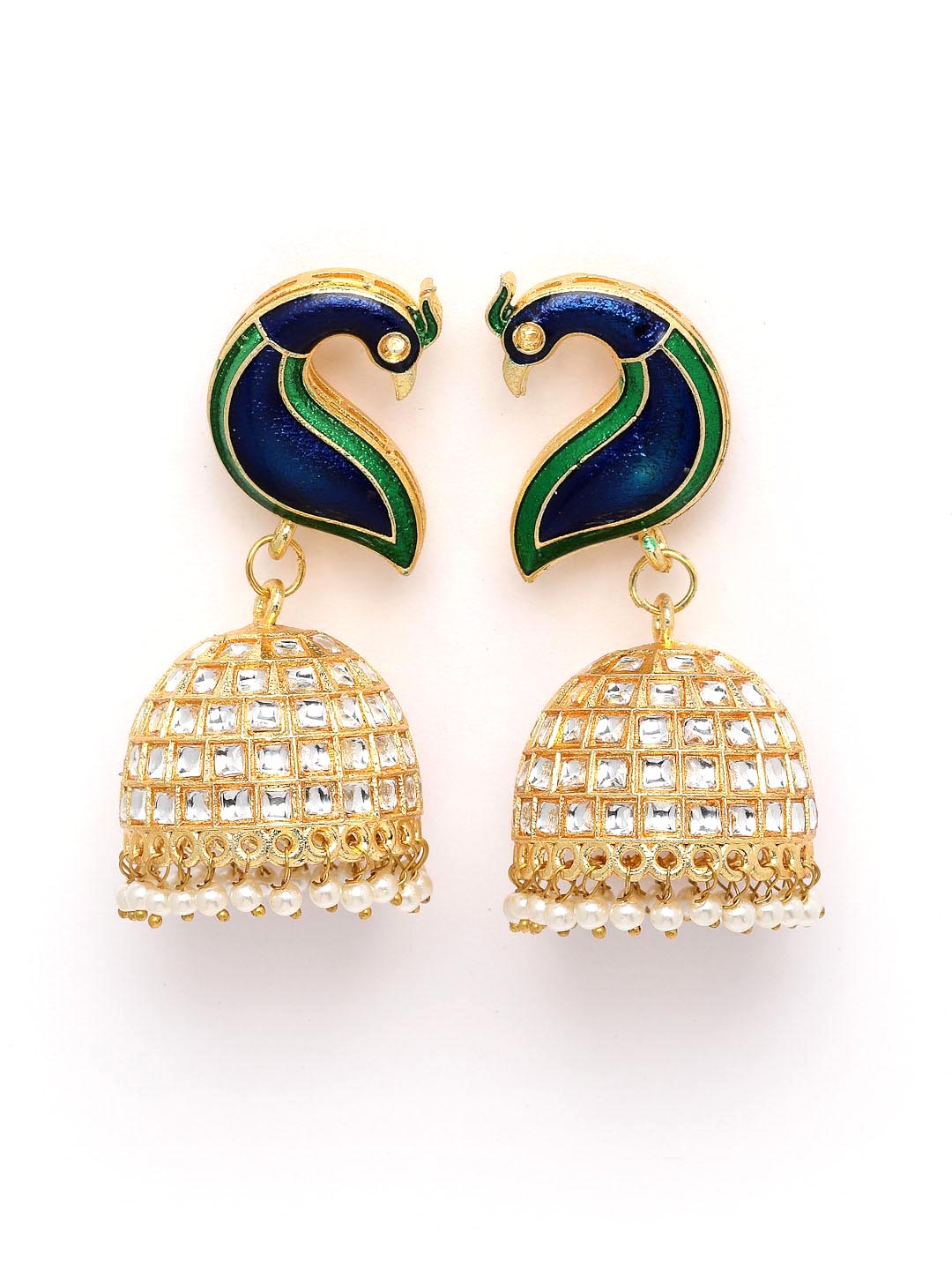 Gold-Plated & Green Meenakari Jewellery Set